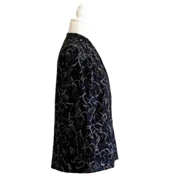 Chico’s Jacket Black Embroidered 3/4 Sleeve Open Front Jacket Blazer Size Medium - Picture 4 of 11